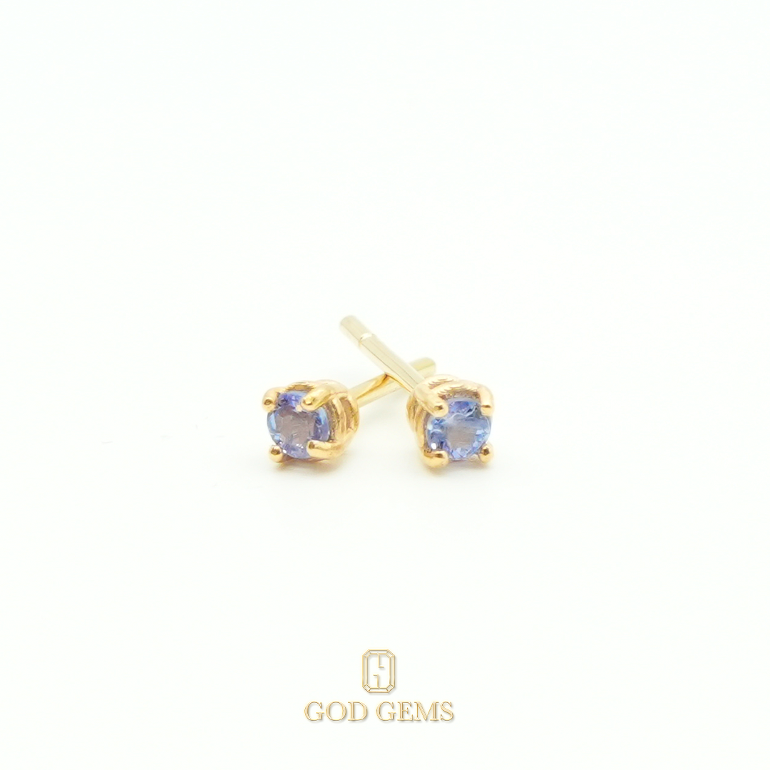 Broqueles de Tanzanitas en Oro de 18k 3mm