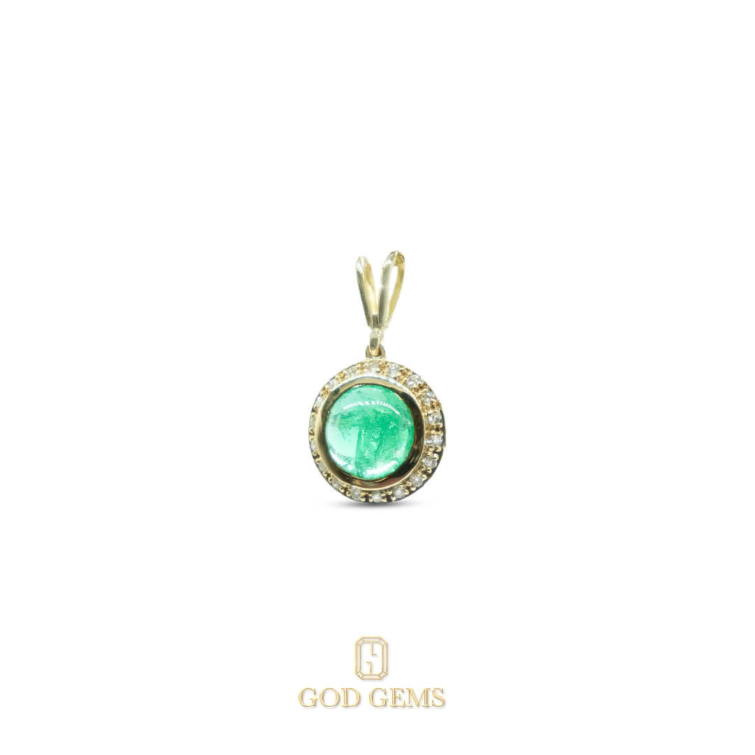Dije de Esmeralda y Diamantes Natuarales en Oro 18k