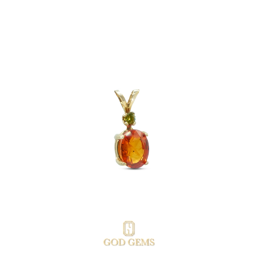 Dije de Zafiro y Diamante de Color en Oro 14k
