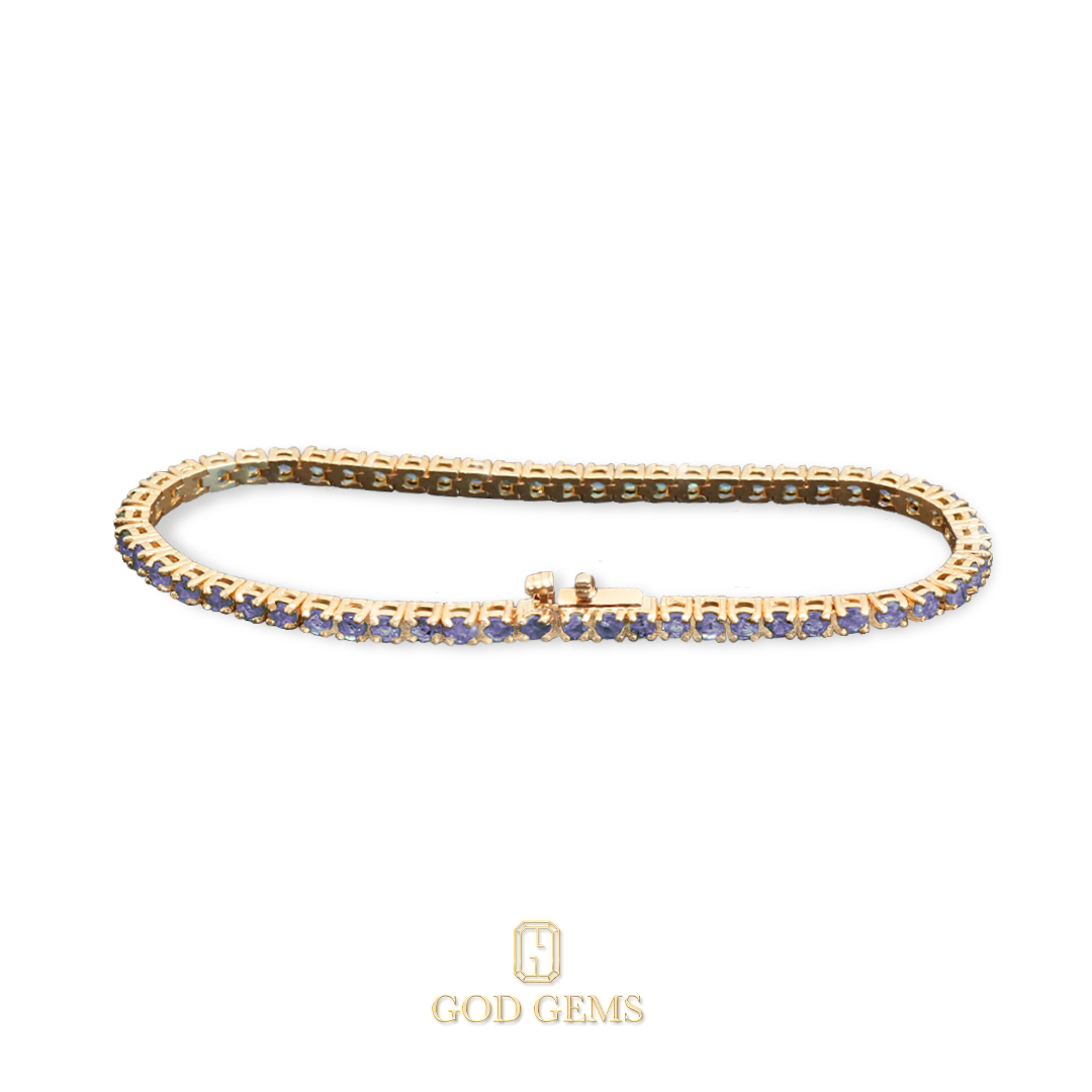 Pulsera Tenis de Tanzanitas en Oro 14k