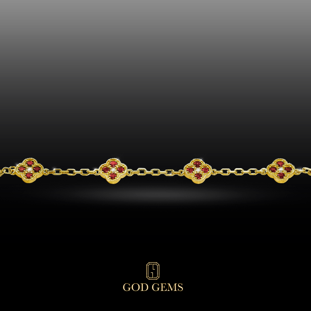 Pulsera Tréboles de Esmeraldas en Oro 14K.