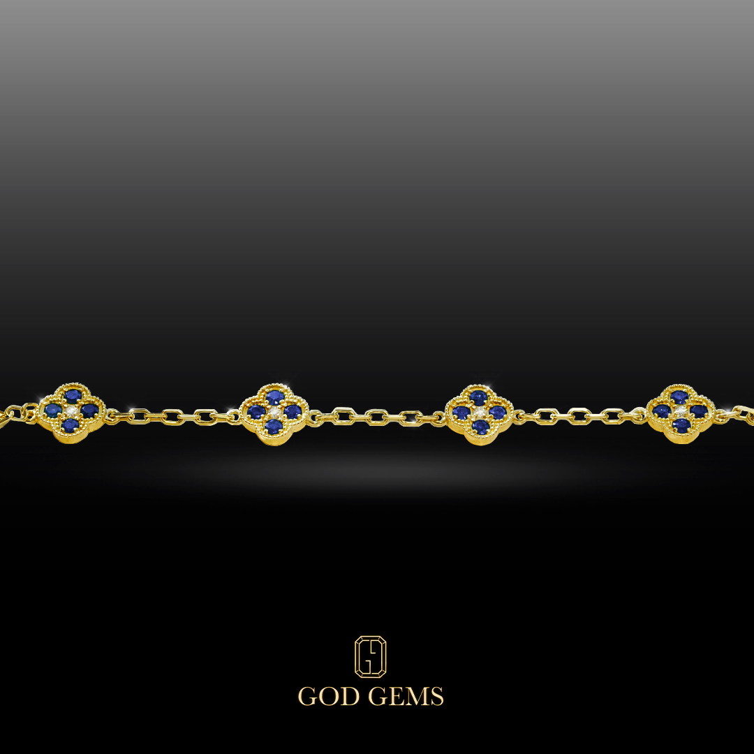 Pulsera Tréboles de Esmeraldas en Oro 14K.