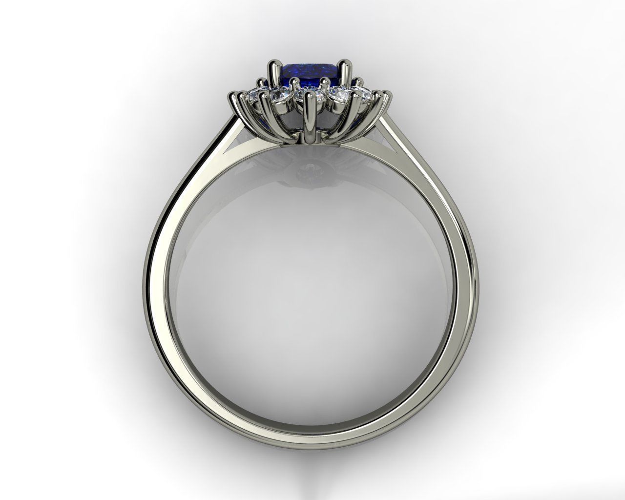 Anillo Lady Di zafiro y diamante natural