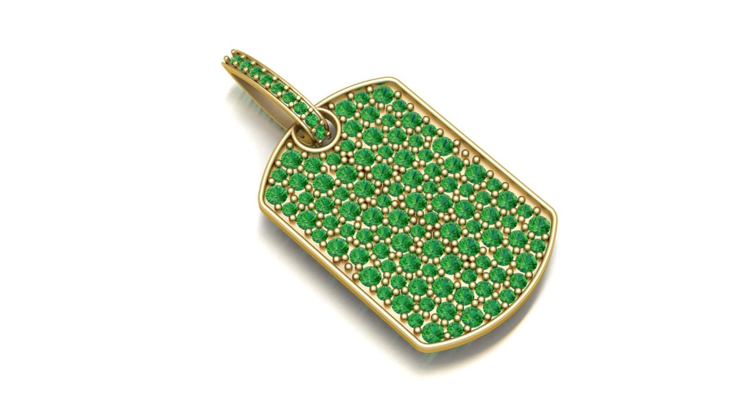 Dije militar de esmeraldas en oro 18k