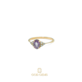 Anillo de Zafiro Morado y Diamantes Naturales en Oro 14k