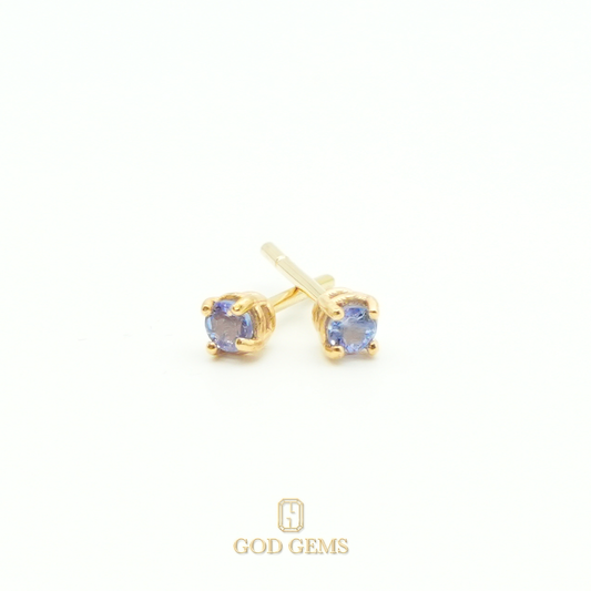 Broqueles de Tanzanitas en Oro de 18k 3mm