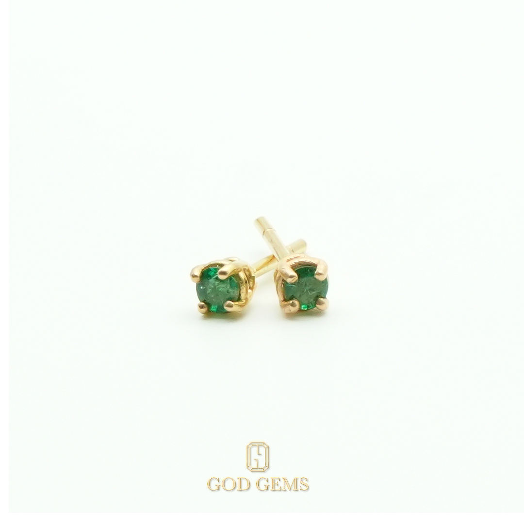 Broqueles de Esmeraldas Colombianas en Oro 18k 3mm.