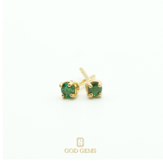 Broqueles de Esmeraldas Colombianas en Oro 18k 3mm.