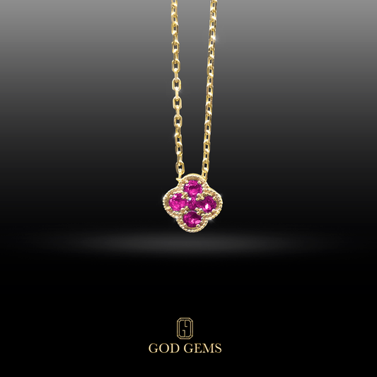 Collar Trébol de Espinelas en Oro 14K.