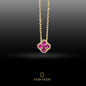 Collar Trébol de Espinelas en Oro 14K.