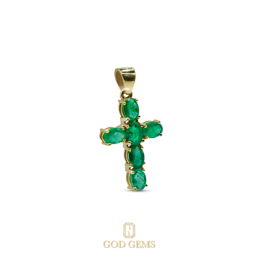 Cruz de Esmeraldas ovales en oro