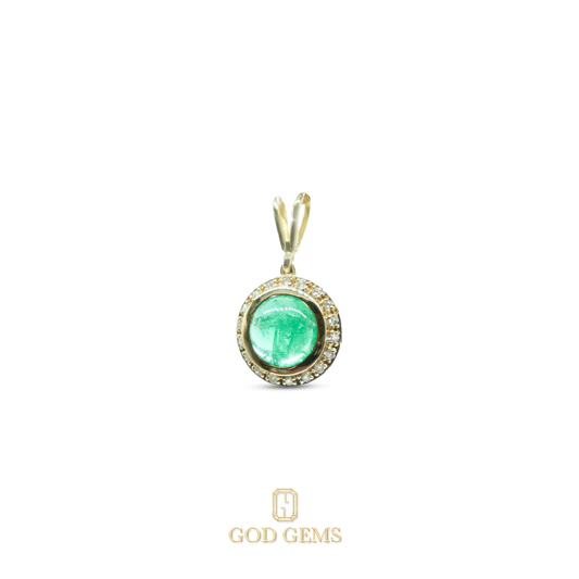 Dije de Esmeralda y Diamantes Natuarales en Oro 18k