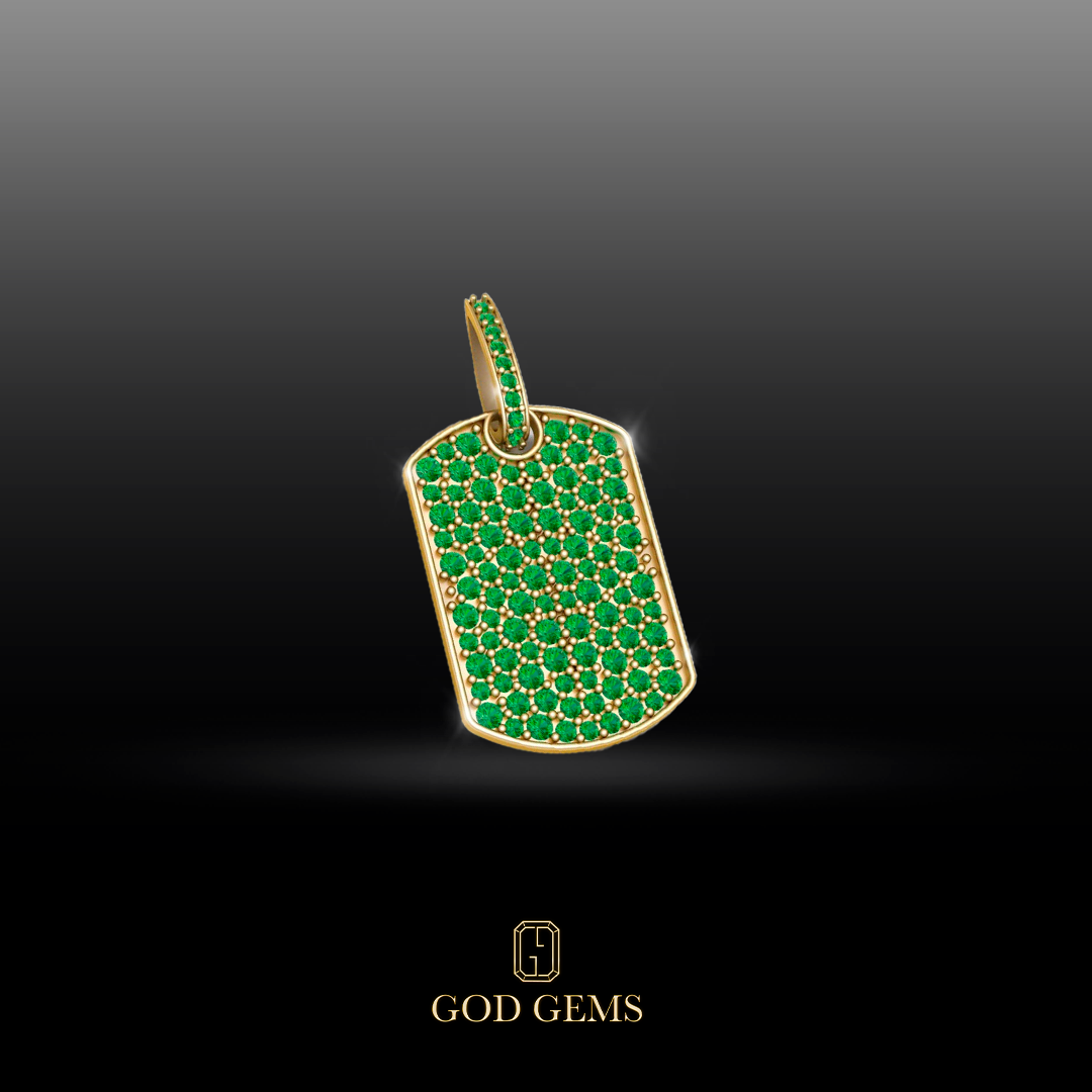 Dije militar de esmeraldas en oro 18k