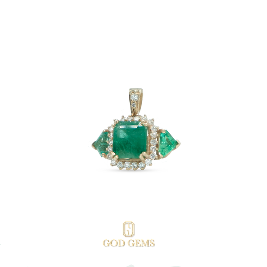 Dije de Esmeraldas Colombianas y Diamantes Naturales en Oro 18k