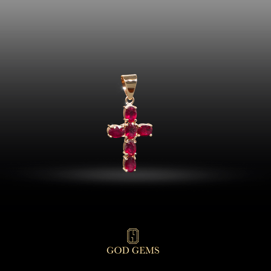 Dije Cruz de Rubíes en Oro 18K.