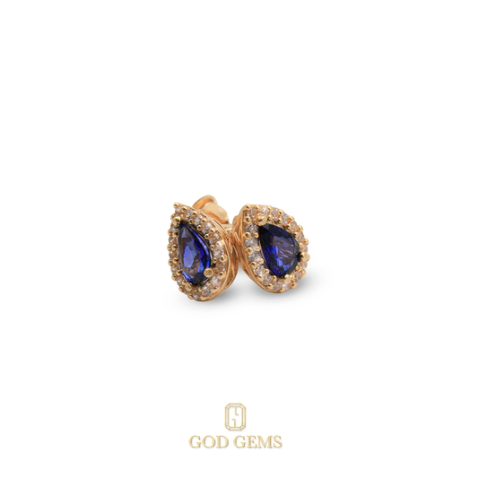 Aretes Pera de Zafiro en Oro de 14k