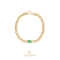 Brazalete de Cadena Tipo Figaro y Esmeralda Colombiana en Oro 14k