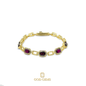 Pulsera de Turmalinas Rubelita y Zirconias en Oro 10k