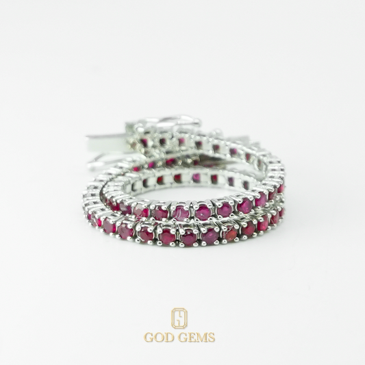 Pulsera Tenis de Rubíes en Oro Blanco de 14K.