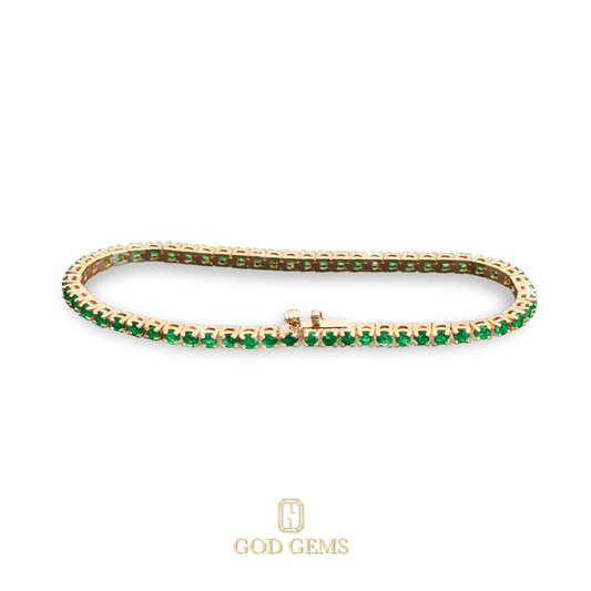 Pulsera Tenis de Esmeraldas Colombianas en Oro de 14k