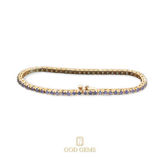 Pulsera Tenis de Tanzanitas en Oro 14k