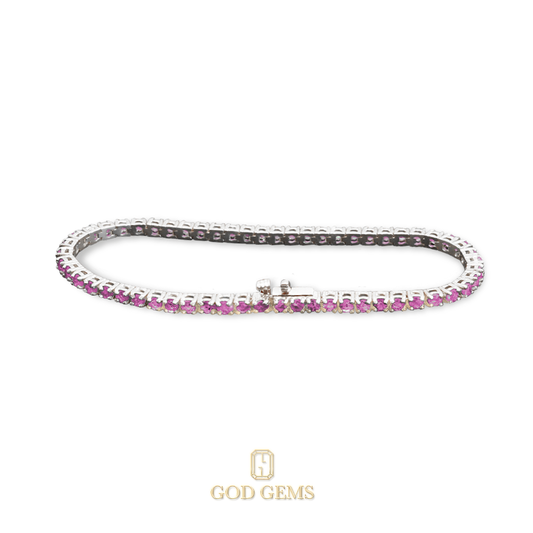 Pulsera Tenis de Zafiros Rosados