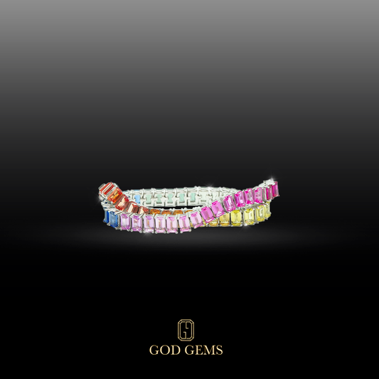Pulsera Tenis de Zafiros Rainbow con Montura en Plata S 925