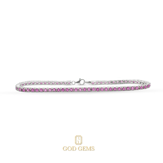 Pulsera Tenis de Zafiros Rosados