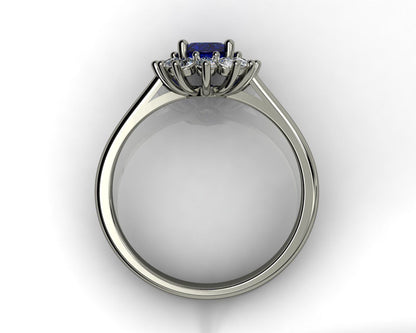 Anillo Lady Di zafiro y diamante natural
