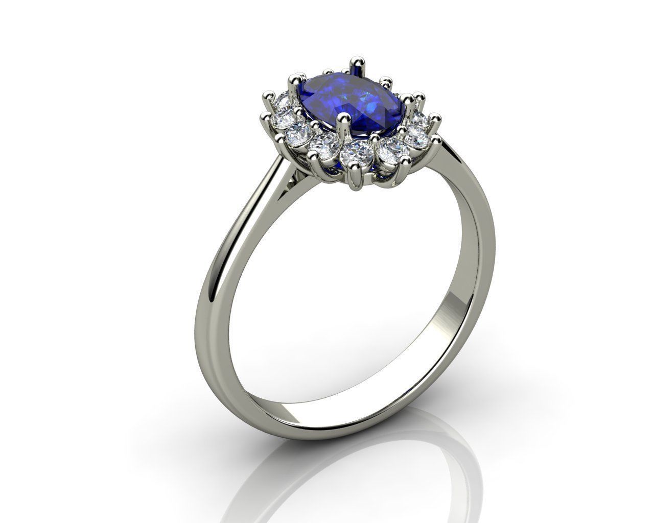 Anillo Lady Di zafiro y diamante natural