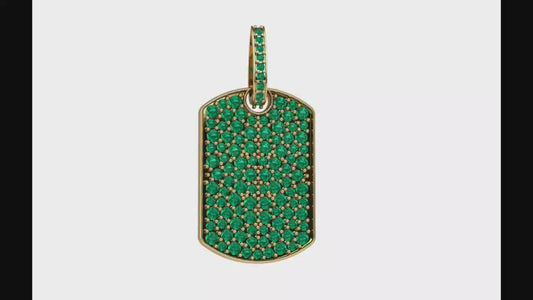 Dije militar de esmeraldas en oro 18k